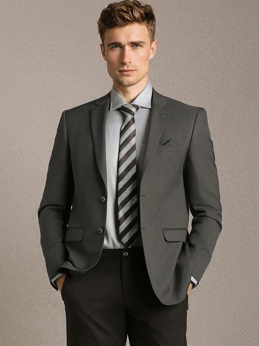 Louis Philippe Notched Lapel Single-Breasted Slim Fit Casual Blazers-picture-29