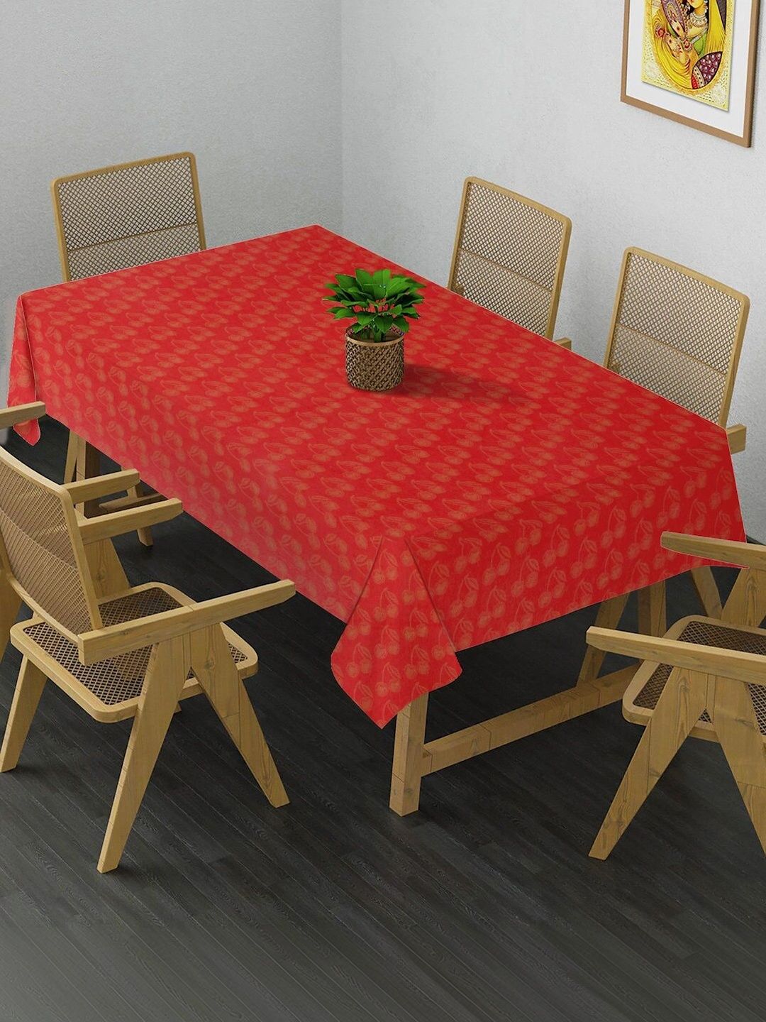 Myntra Elegant Homes Red Cotton 6-Seater Table Cover with Textured details-picture-32