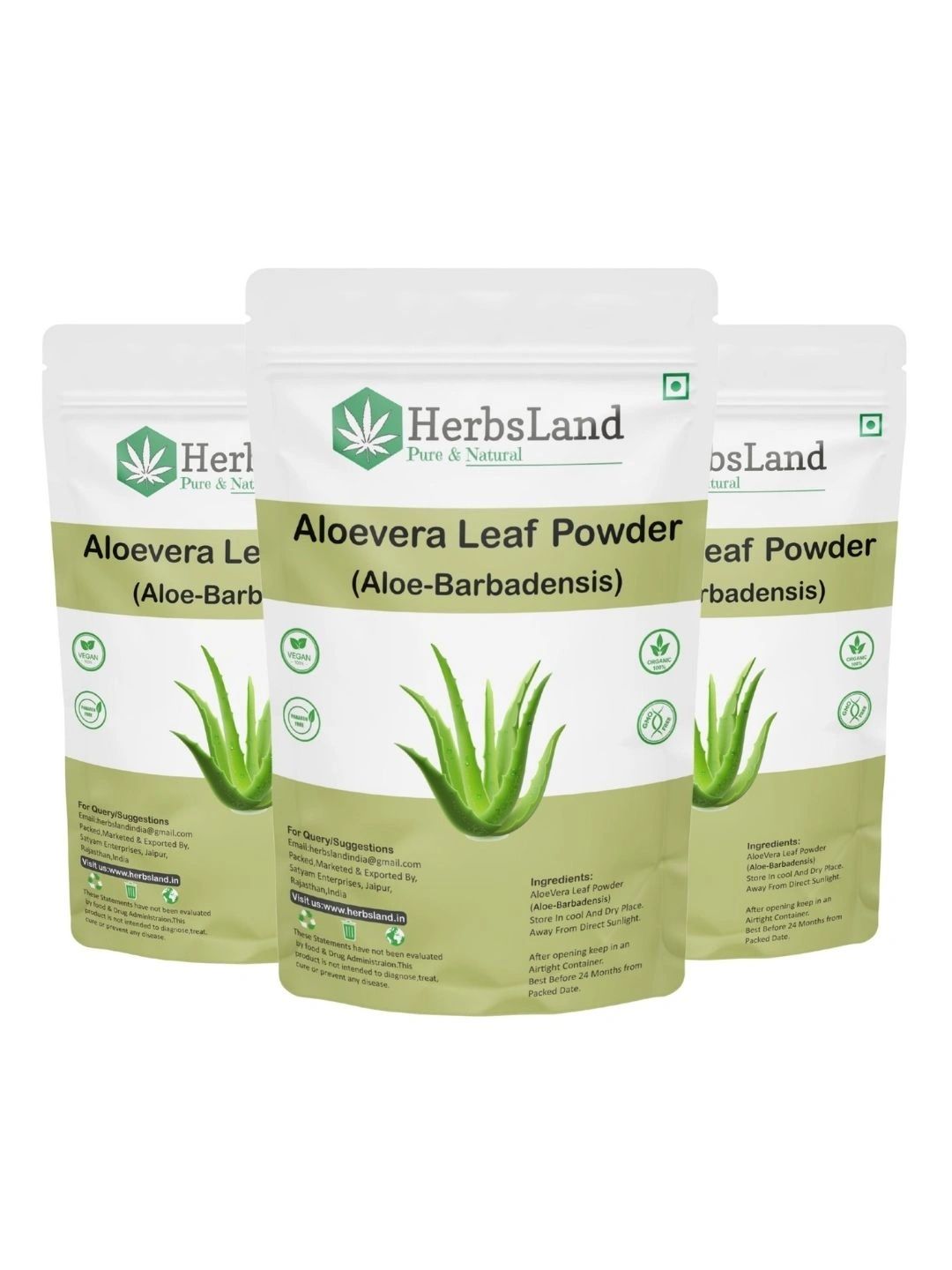HerbsLand Set Of 3 Aloe Vera Powder Natural Face Pack & Hair Care - 150 g Each-picture-37