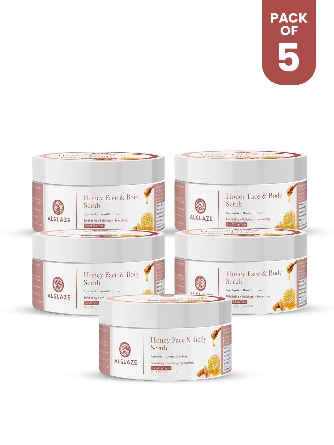 ALGLAZE Set Of 5 Honey Face & Body Scrub - 50 g Each-picture-18