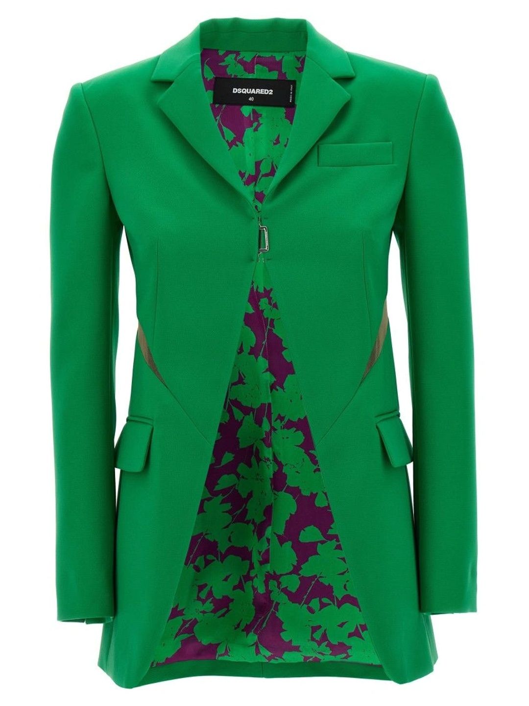 Dsquared2 Green Solid Notched Lapel Jacket-picture-16