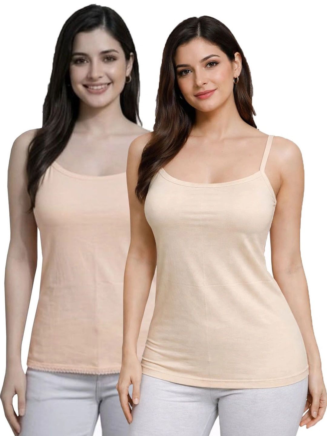 UNIFITFASHION Pack of 2 Cotton Non Padded Camisoles-picture-58