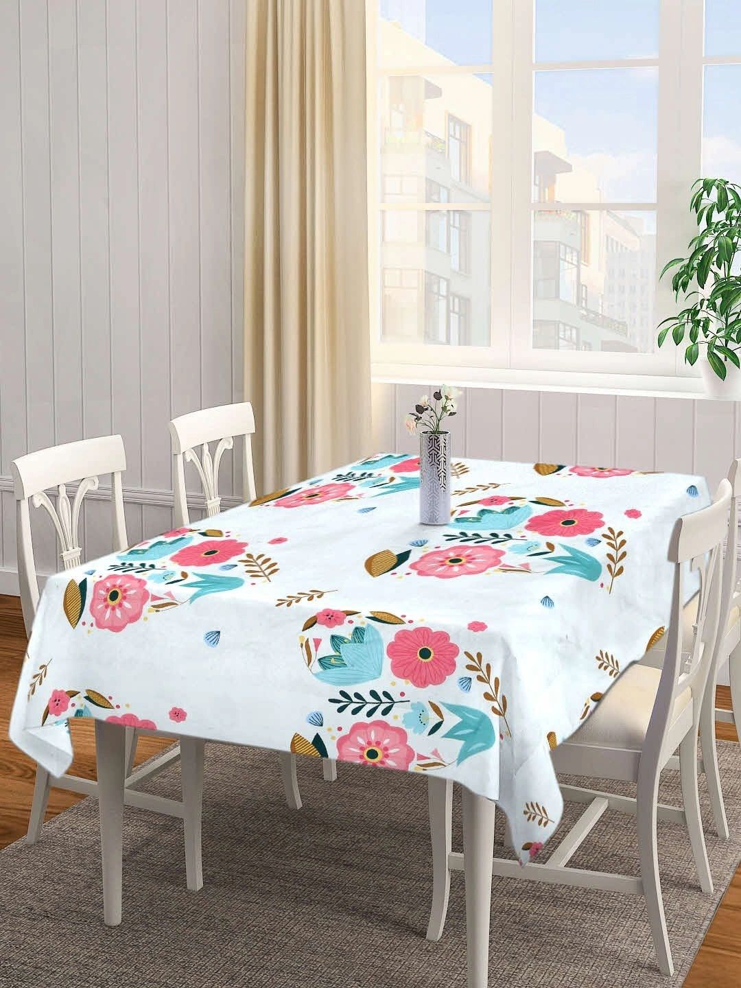 Myntra Elegant Homes Multicoloured Floral 4-Seater Table Cover-image-34
