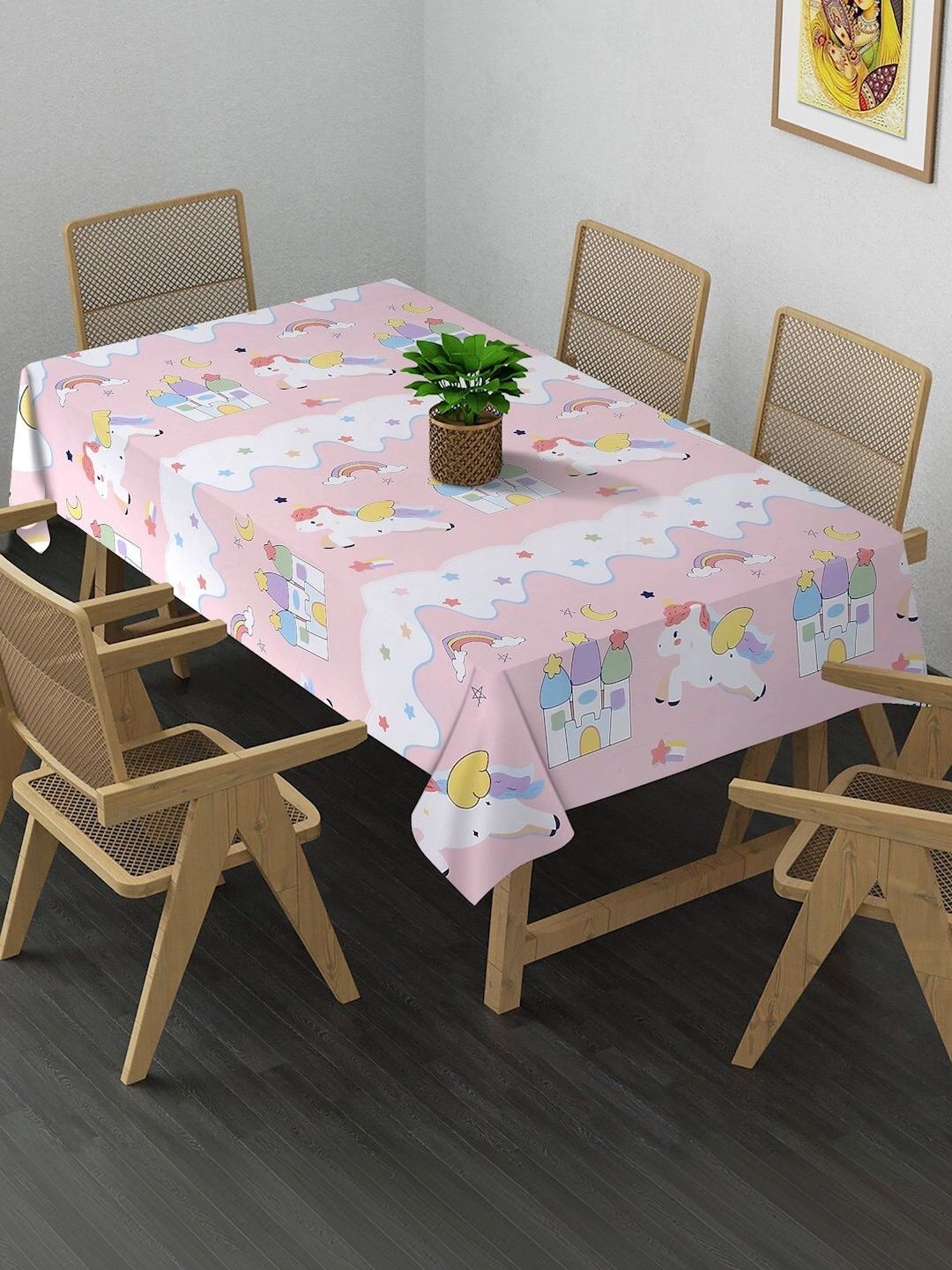 Myntra Elegant Homes Pink Cartoon Printed 4-Seater Table Cover-picture-20