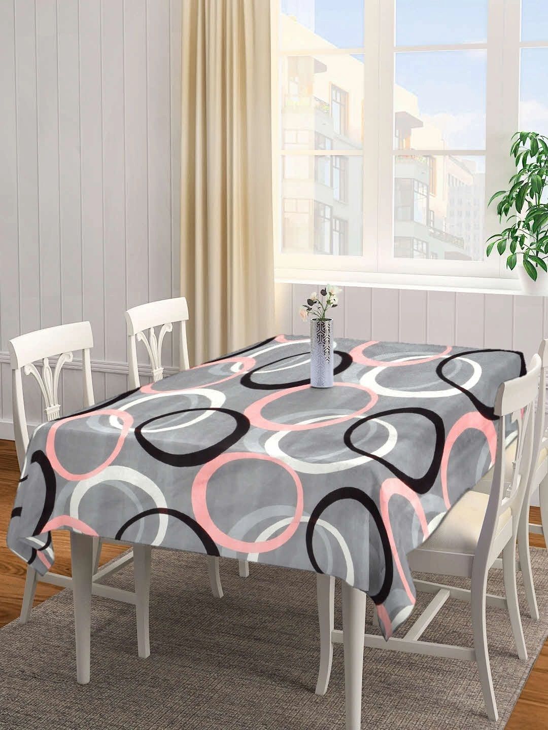 Myntra Elegant Homes Grey Geometric Printed 4-Seater Table Cover-picture-16