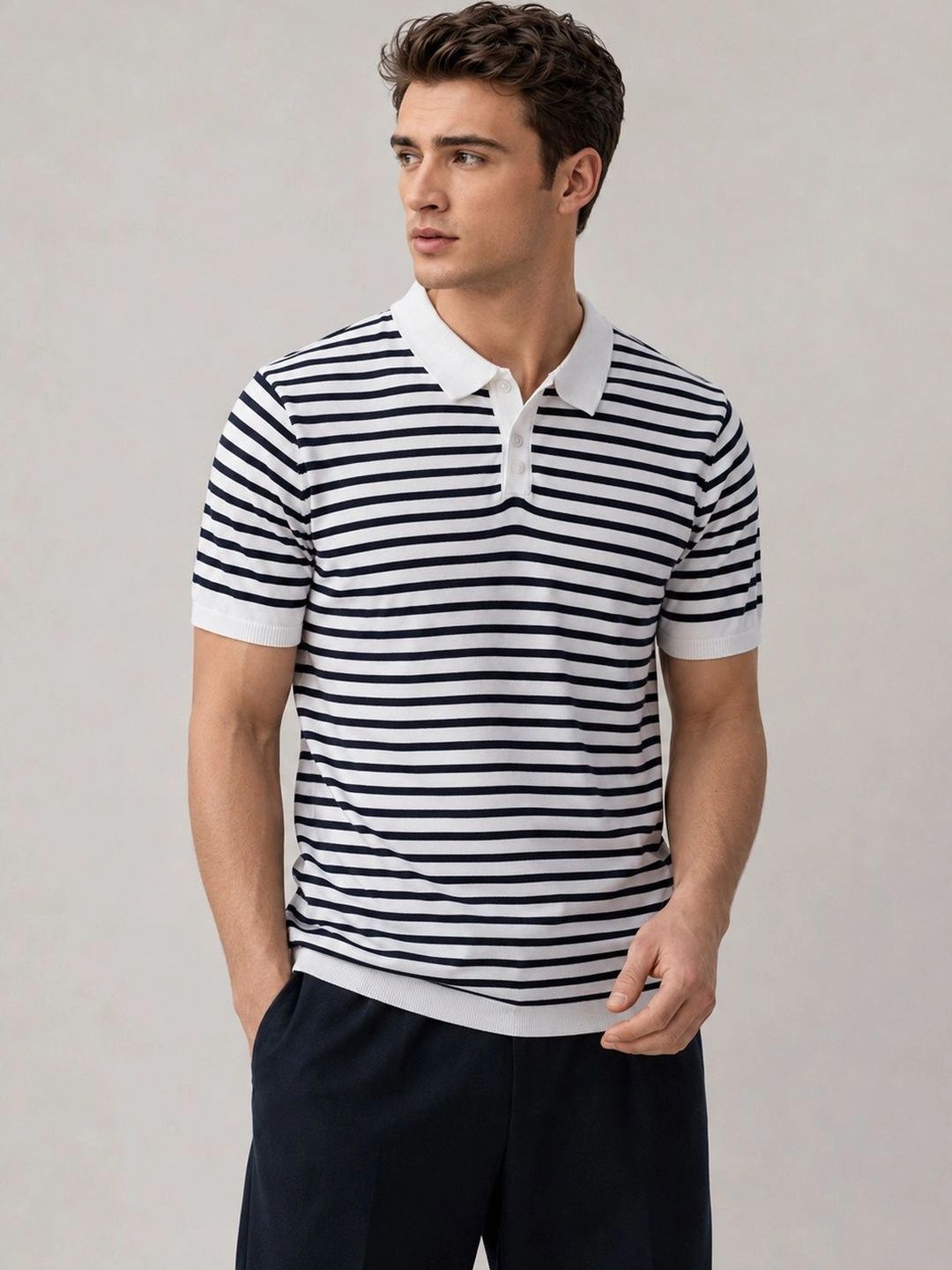 Araavi Men Striped Polo Collar T-shirt-picture-57