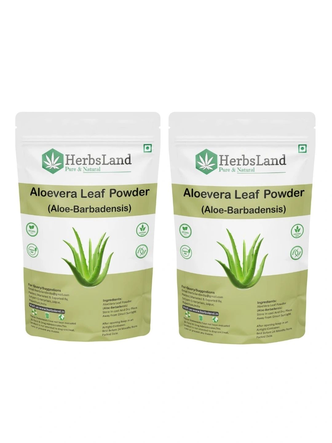 HerbsLand Set Of 2 Aloe Vera Powder Natural Face Pack & Hair Care - 100 g Each-picture-36