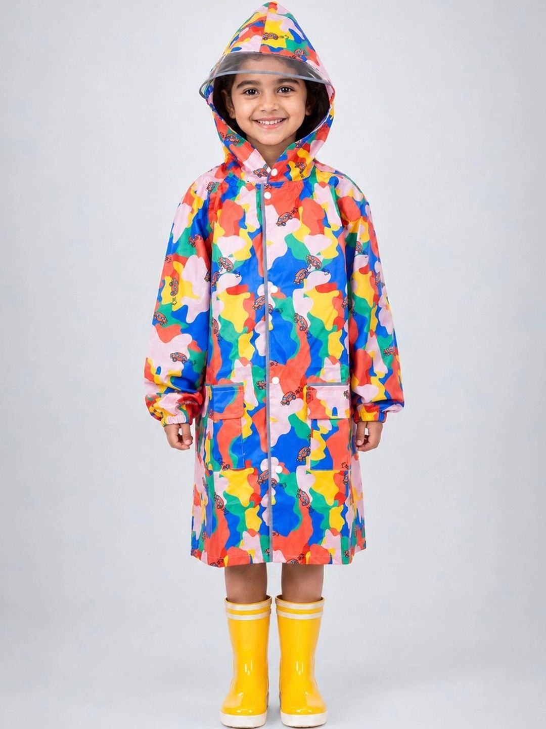 Little Surprise Box Kids Pop Car Print Knee-Length Raincoat-picture-44