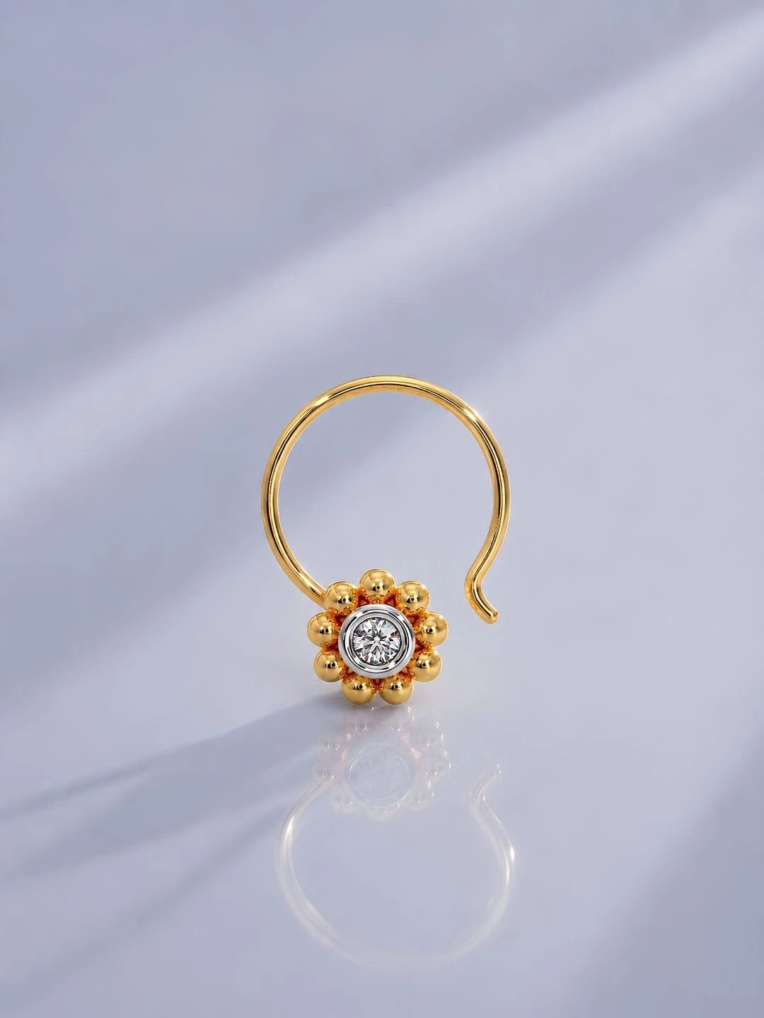 Truly by glitchez 9KT Gold Floral Nosepin With 0.02 Ct Lab Grown Diamond - 0.45 g-image-28