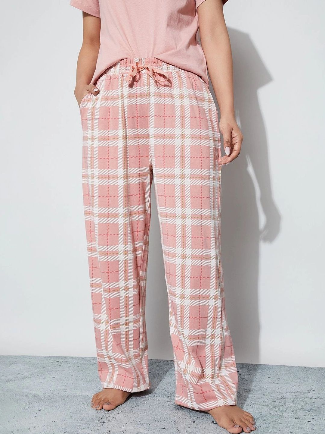 Ginger by Lifestyle Checked Pure Cotton Lounge Pants-picture-58