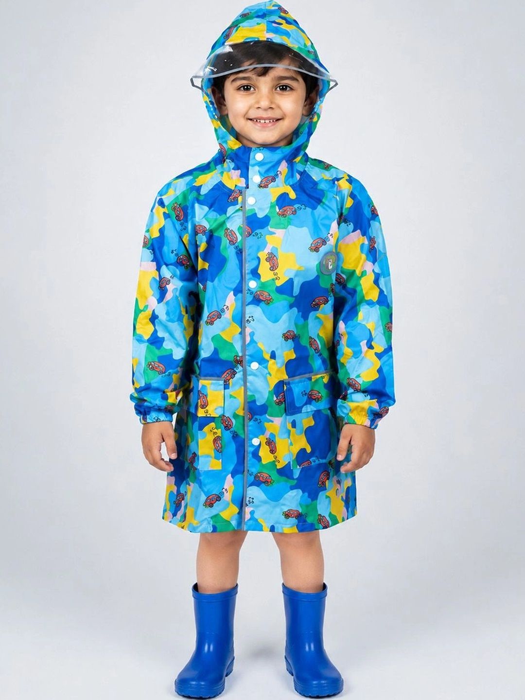 Little Surprise Box Kids Pop Car Print Knee-Length Raincoat-picture-45