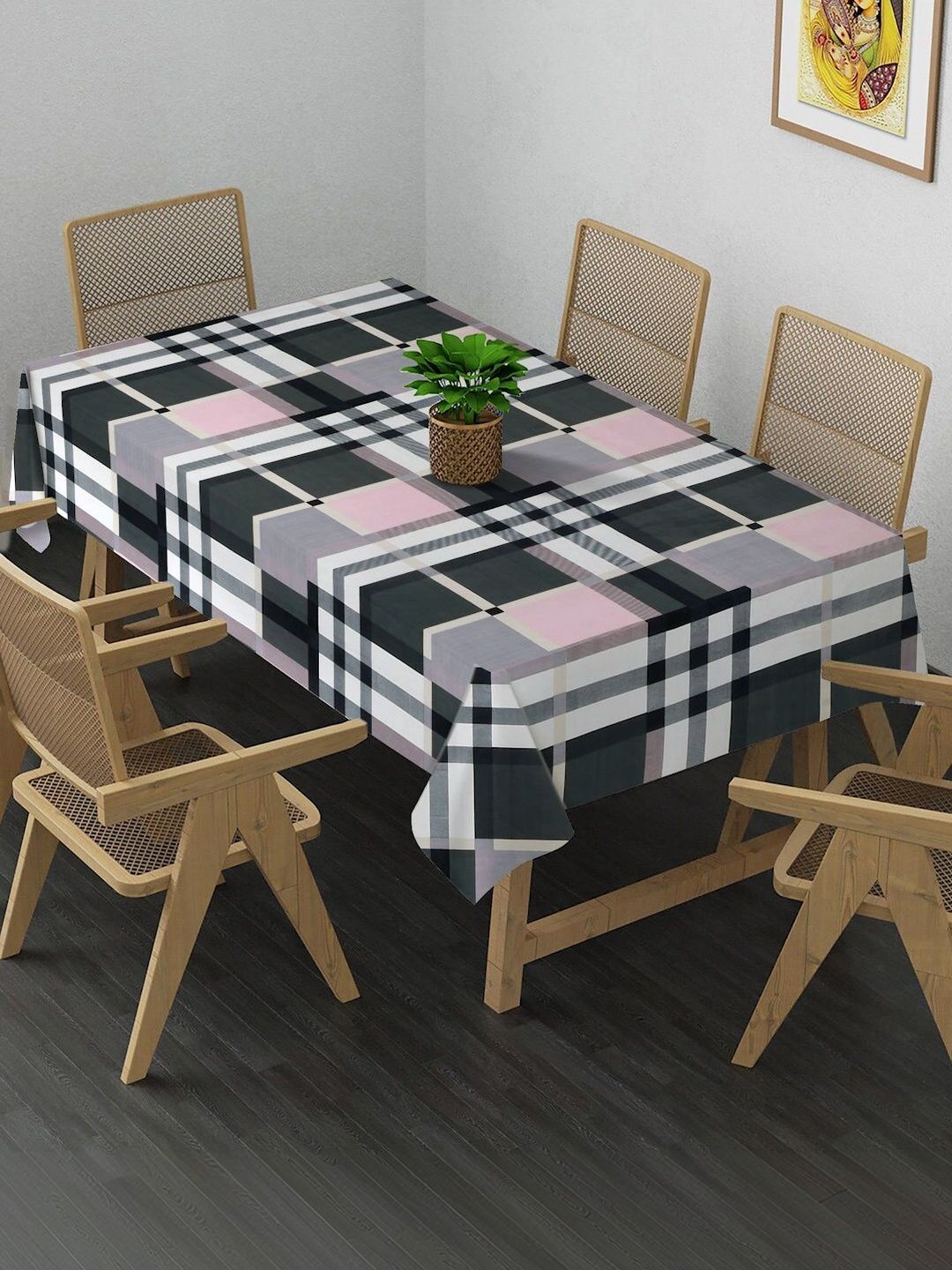 Myntra Elegant Homes Black Geometric Printed 6-Seater Table Cover-picture-35