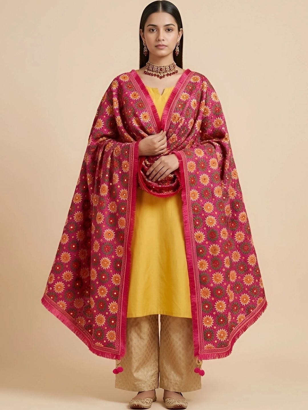 MUFFLY Embroidered Dupatta with Mirror Work-picture-19