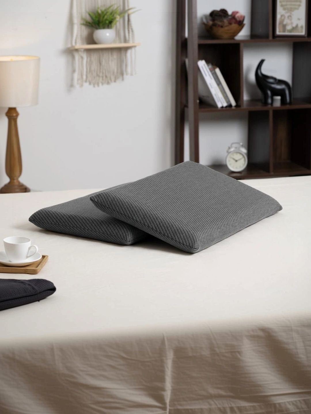 wakefit Grey Set of 2 Memory Foam Filled Cotton Sleep Pillow-picture-13