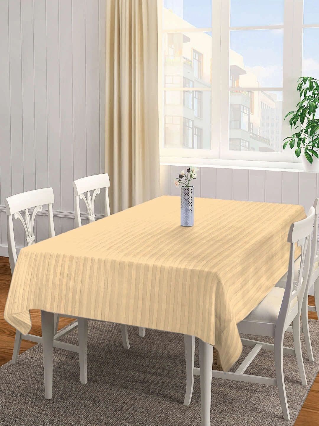 Myntra Elegant Homes Cream-Coloured Striped 6-Seater Table Cover with Textured details-picture-34