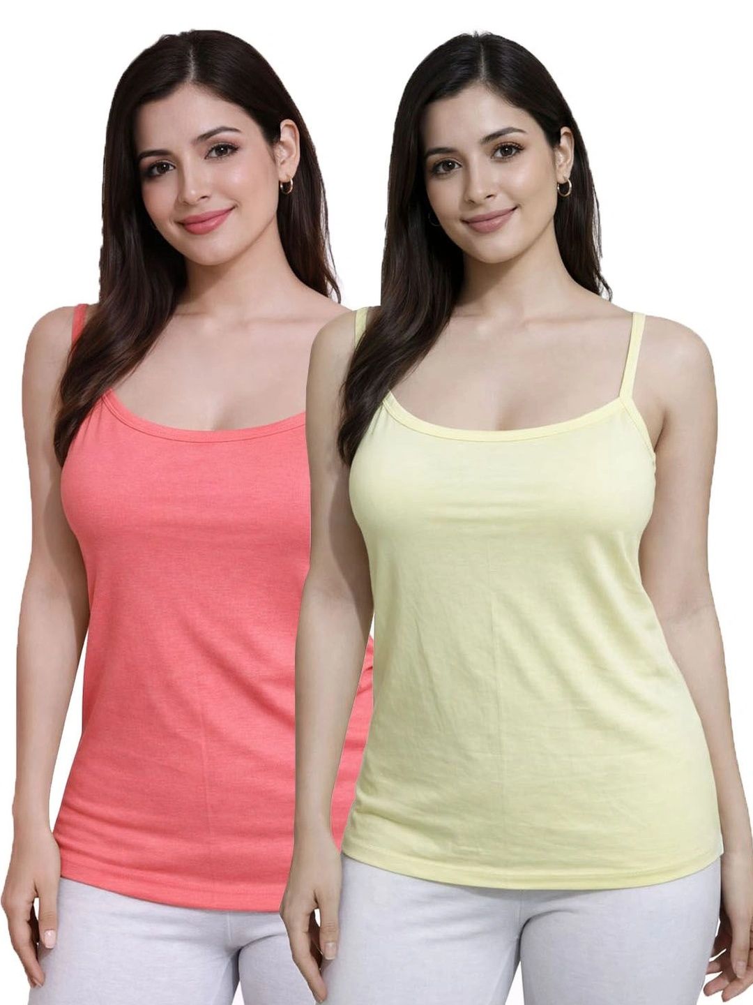 UNIFITFASHION Pack of 2 Cotton Non Padded Camisoles-picture-21