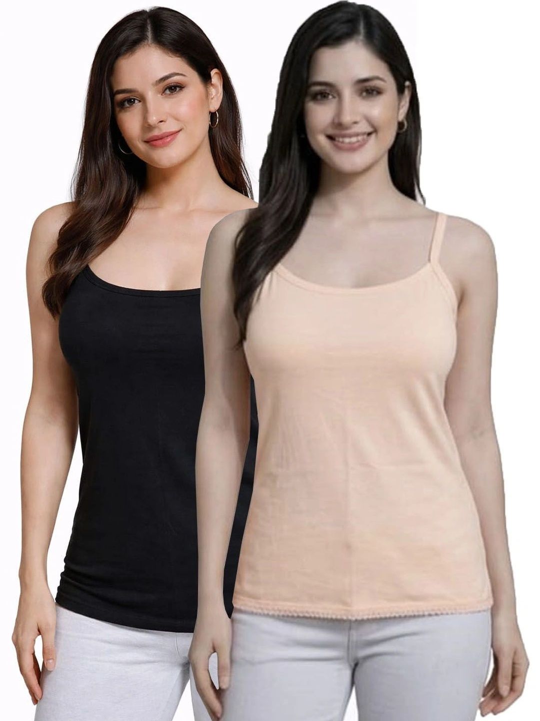 UNIFITFASHION Pack of 2 Cotton Non Padded Camisoles-picture-13