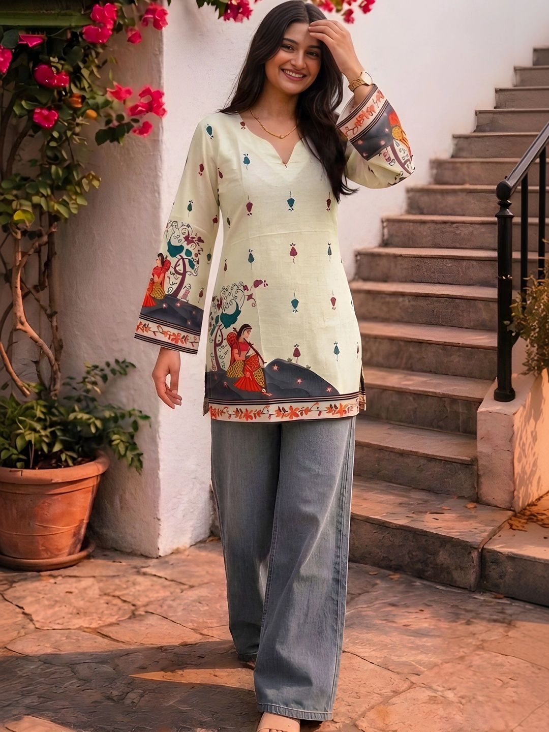 Moda Rapido Ethnic Motifs Printed V-Neck Kurti-picture-16