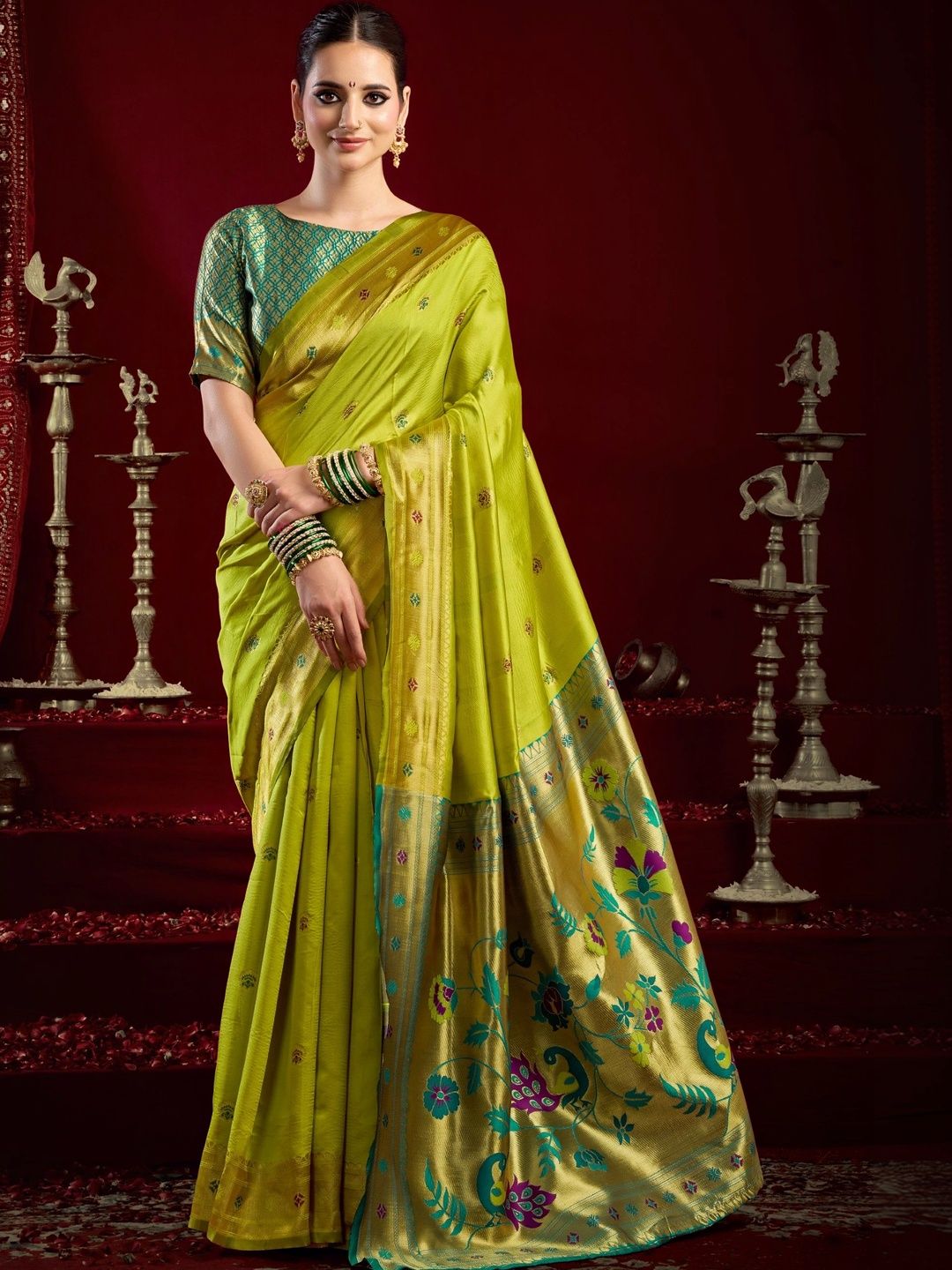 LeeliPeeri Designer Woven Design Zari Silk Blend Designer Paithani Saree-picture-14