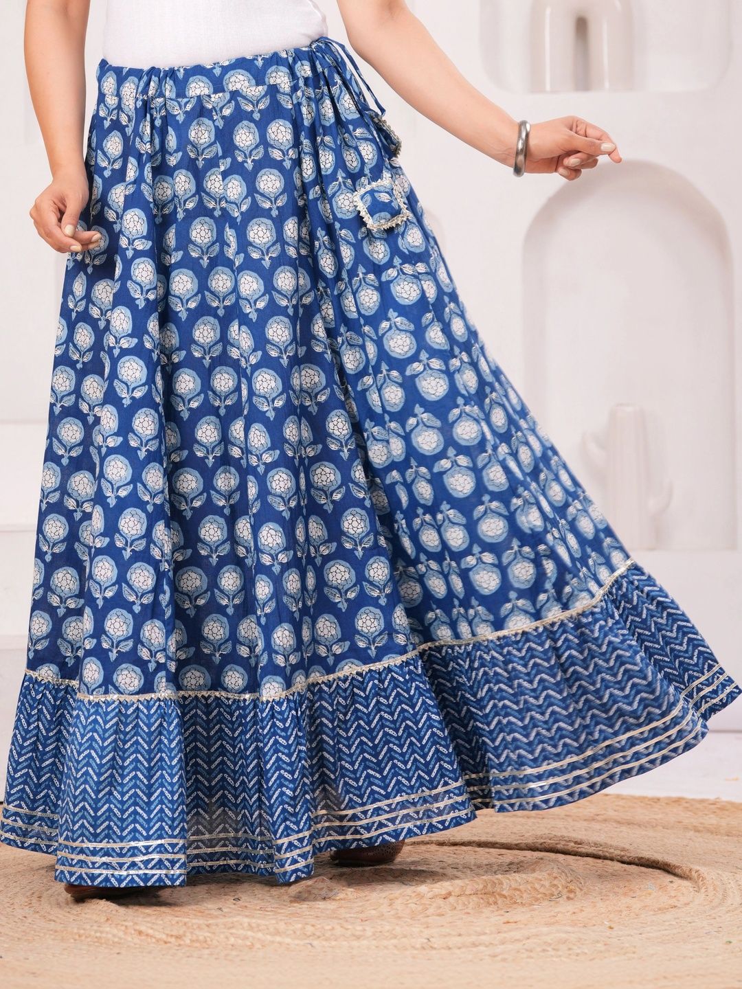 Clothy N Wave Women Floral Bohemian Maxi Flared Skirt
