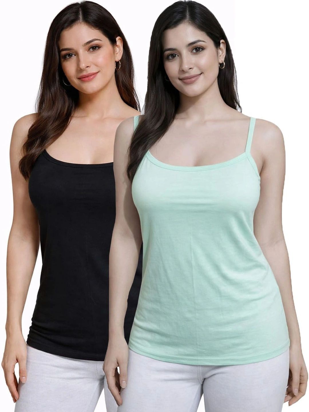 UNIFITFASHION Pack of 2 Cotton Non Padded Camisoles-picture-25