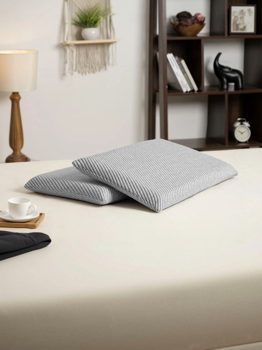 wakefit Grey Set of 2 Memory Foam Filled Cotton Sleep Pillow-picture-20