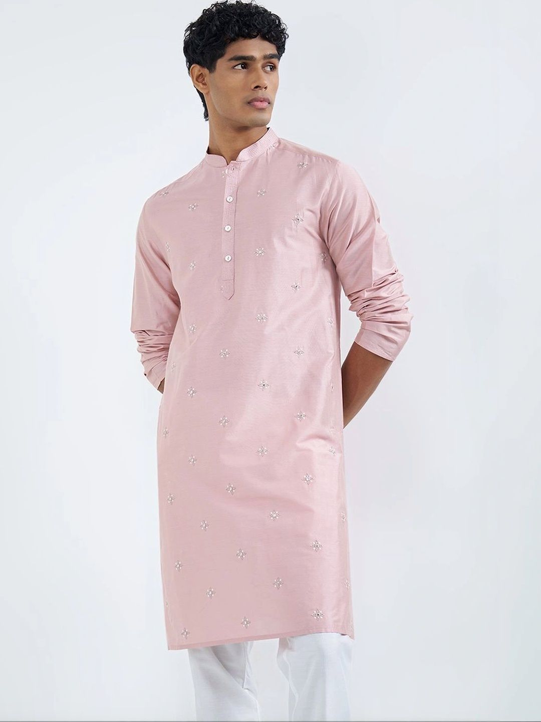 indus route by Pantaloons Men Ethnic Motifs Embroidered Kurta-picture-36