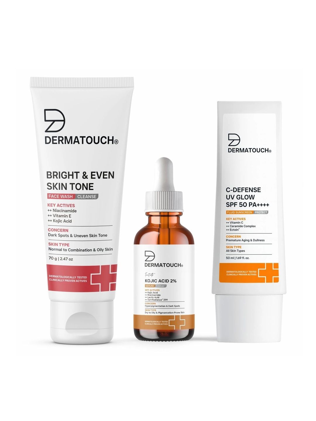 Dermatouch Set Of 3 Bright & Even Tone Face Wash, Kojic Acid Serum & Sunscreen-image-42