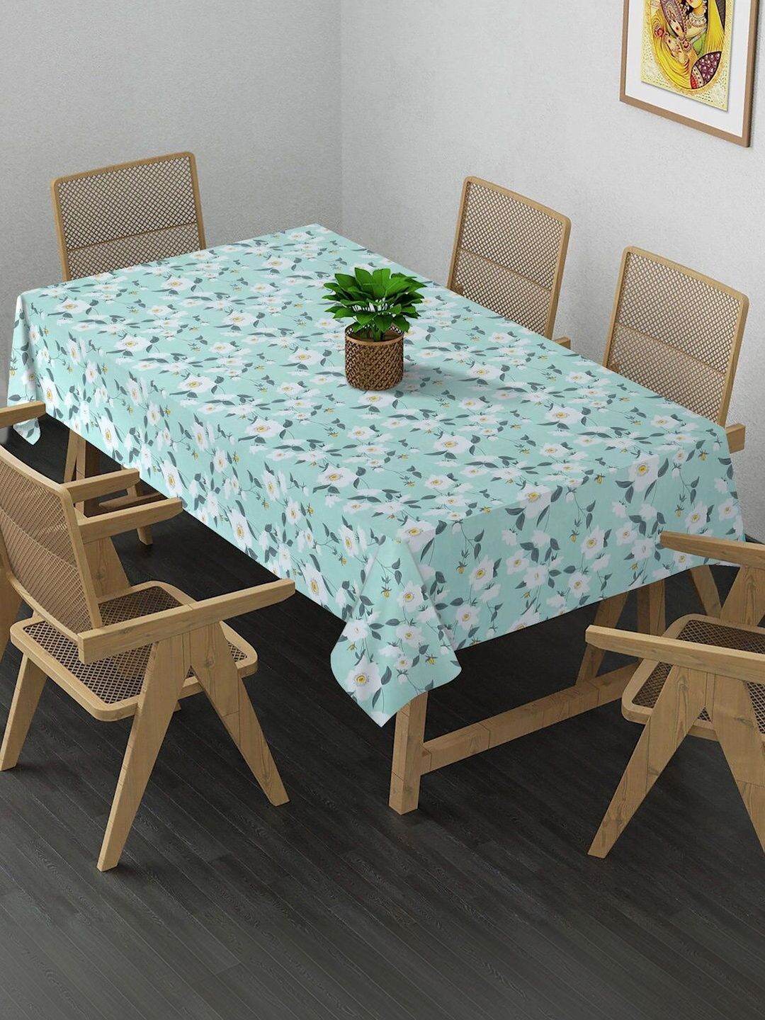 Myntra Elegant Homes Green Floral 6-Seater Table Cover-image-31