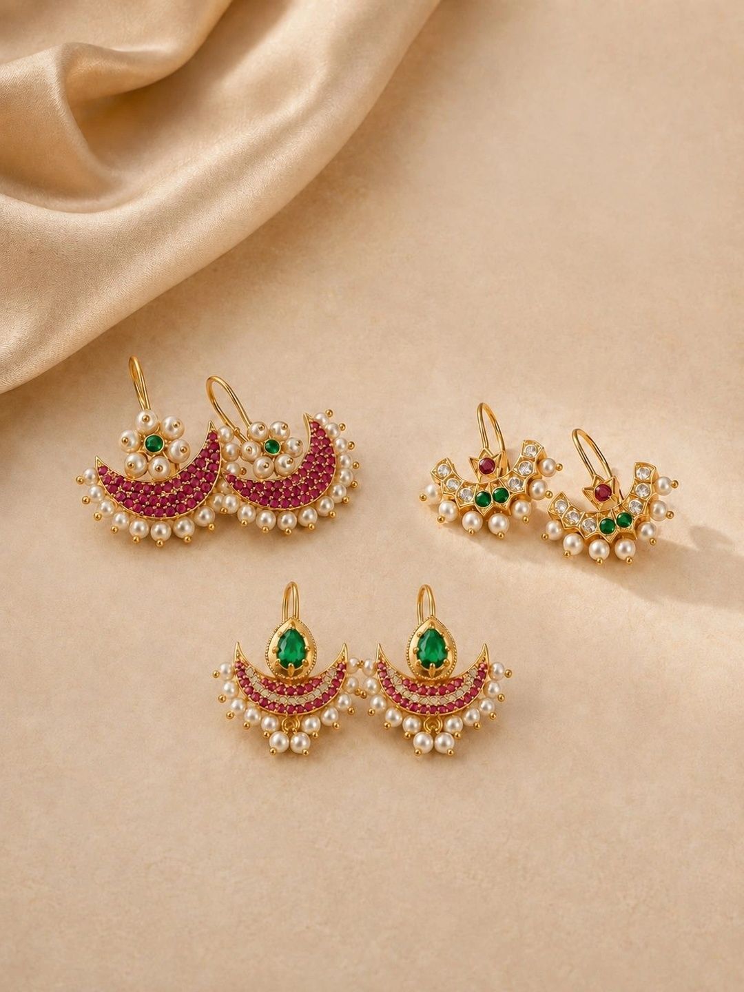 VAMA Crescent Shaped Ear Cuff Earrings-picture-40