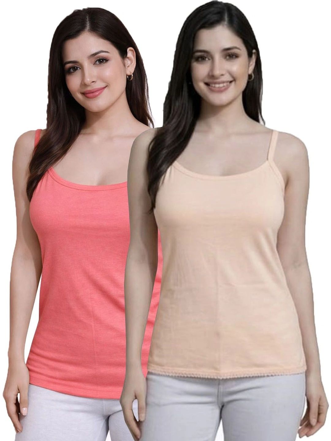 UNIFITFASHION Pack of 2 Cotton Non Padded Camisoles-picture-15