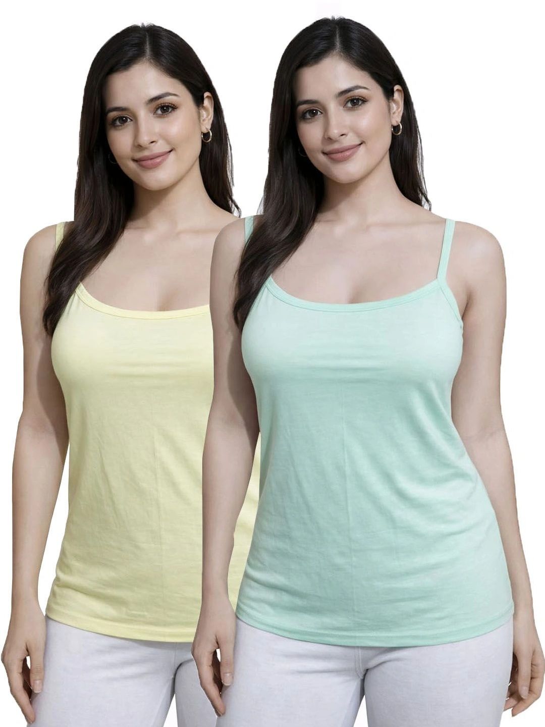UNIFITFASHION Pack of 2 Cotton Non Padded Camisoles-picture-41