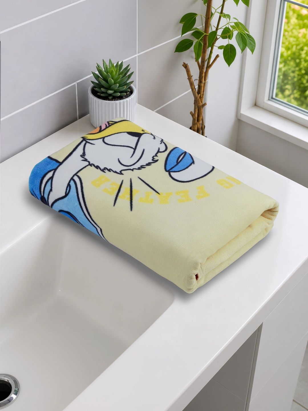 SPACES Yellow 1 Printed Cotton 450 GSM Bath Towel-image-42
