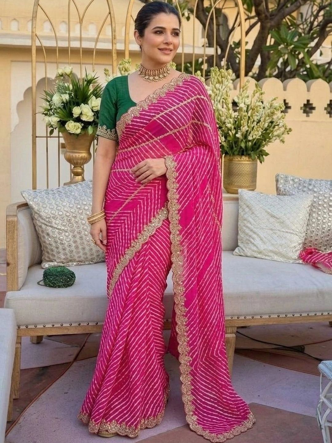 Kalista Leheriya Zari Pure Georgette Leheriya Saree-picture-56