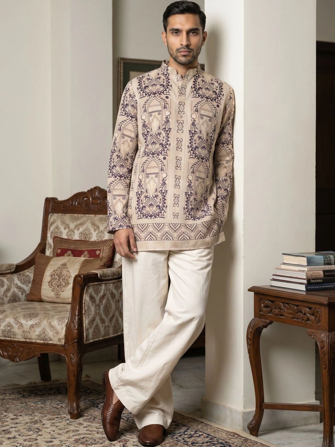 Jompers Men Ethnic Motifs Printed Regular Kurta with Trousers-picture-24