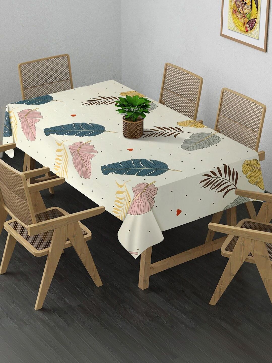 Myntra Elegant Homes Cream-Coloured 6-Seater Table Cover-picture-33