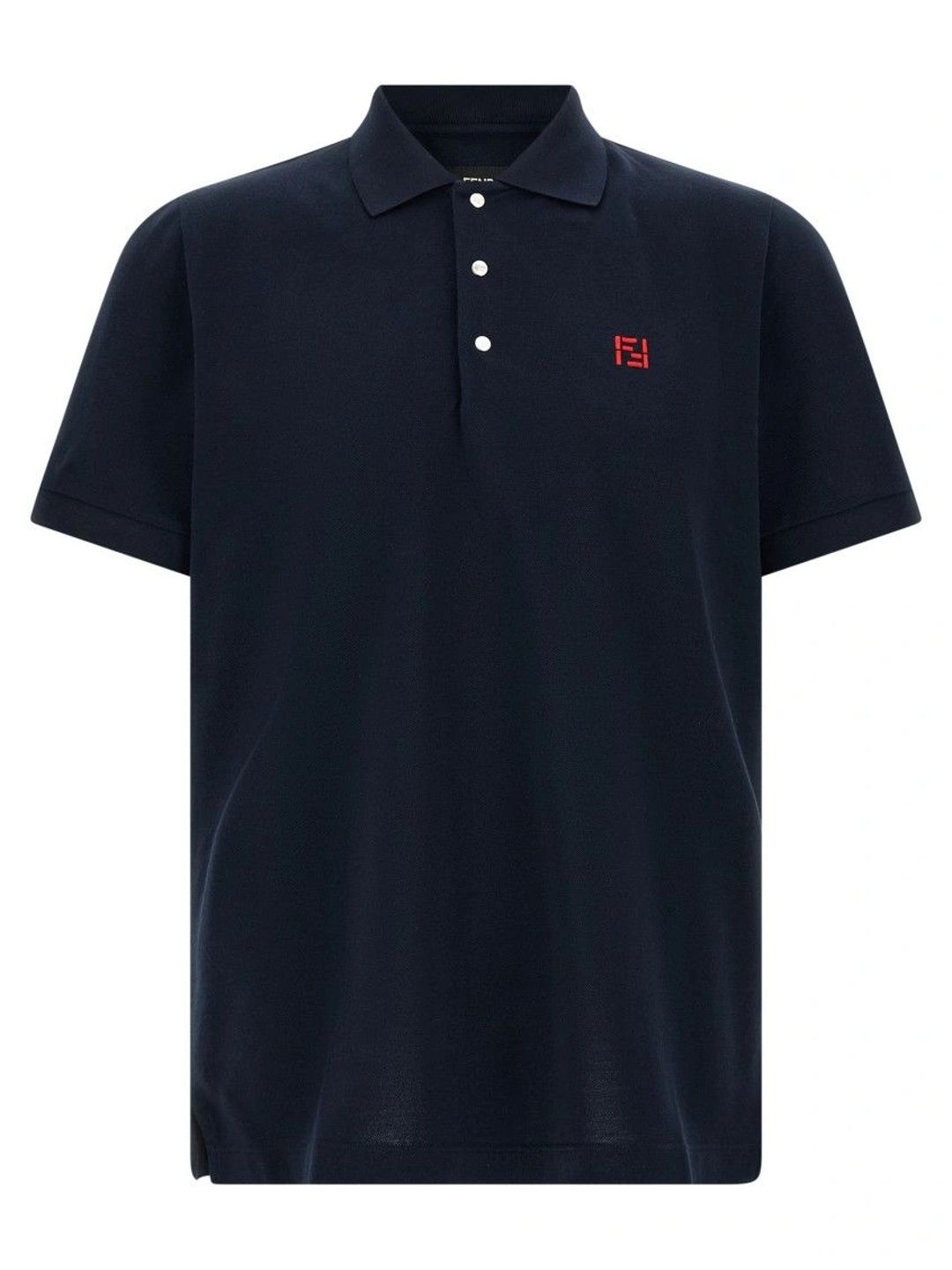 Fendi Dark Blue Logo Shirt Collar Polo-image-14