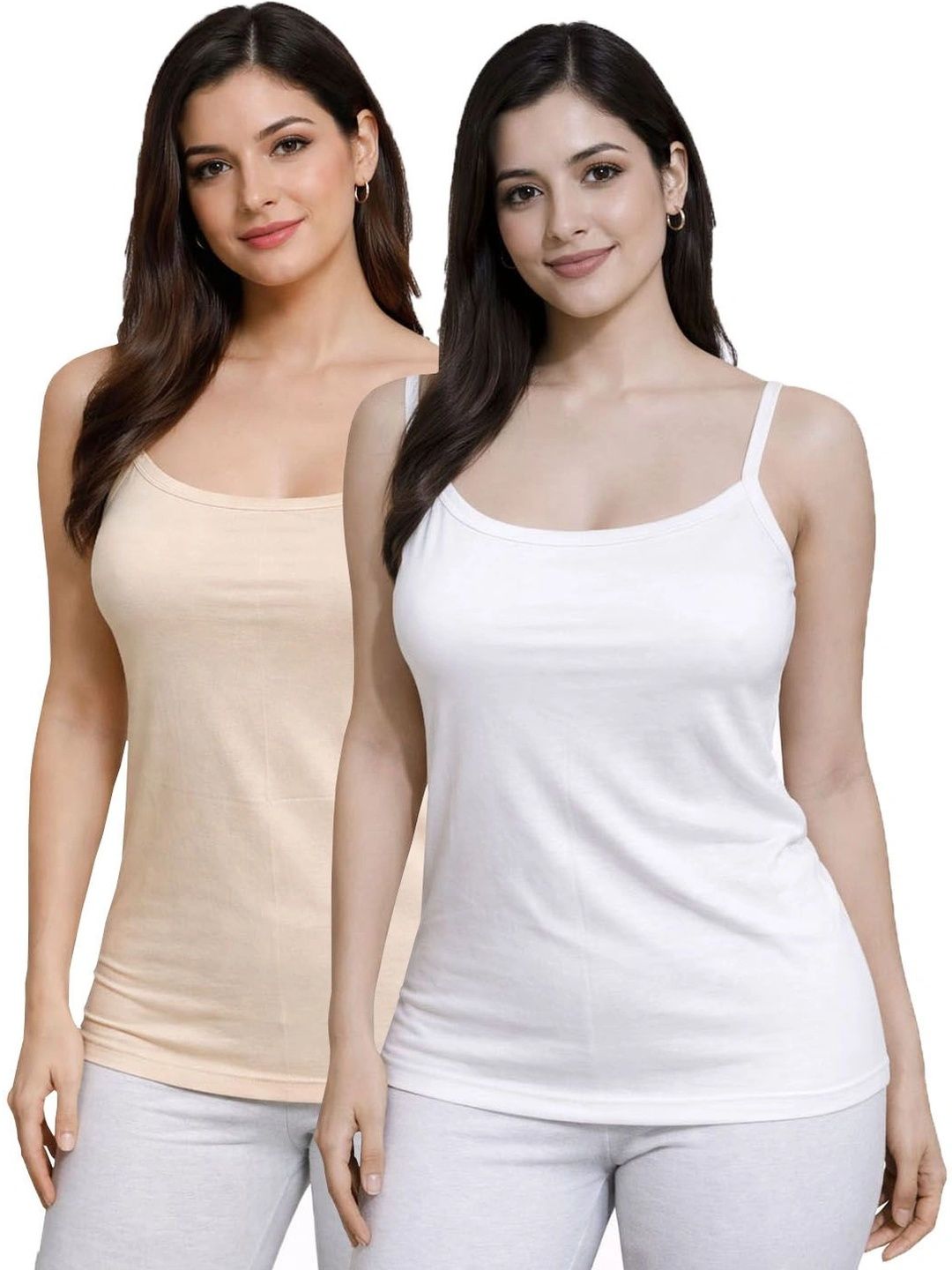 UNIFITFASHION Pack of 2 Cotton Non Padded Camisoles-picture-34