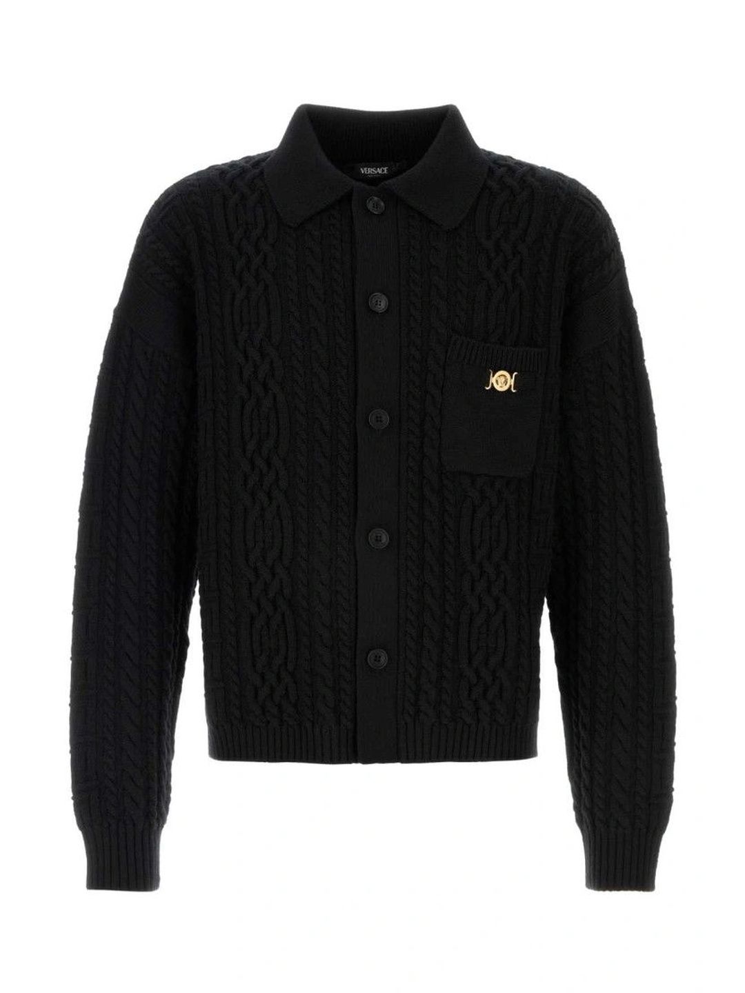 versace Black Shirt Collar Cardigan-picture-38