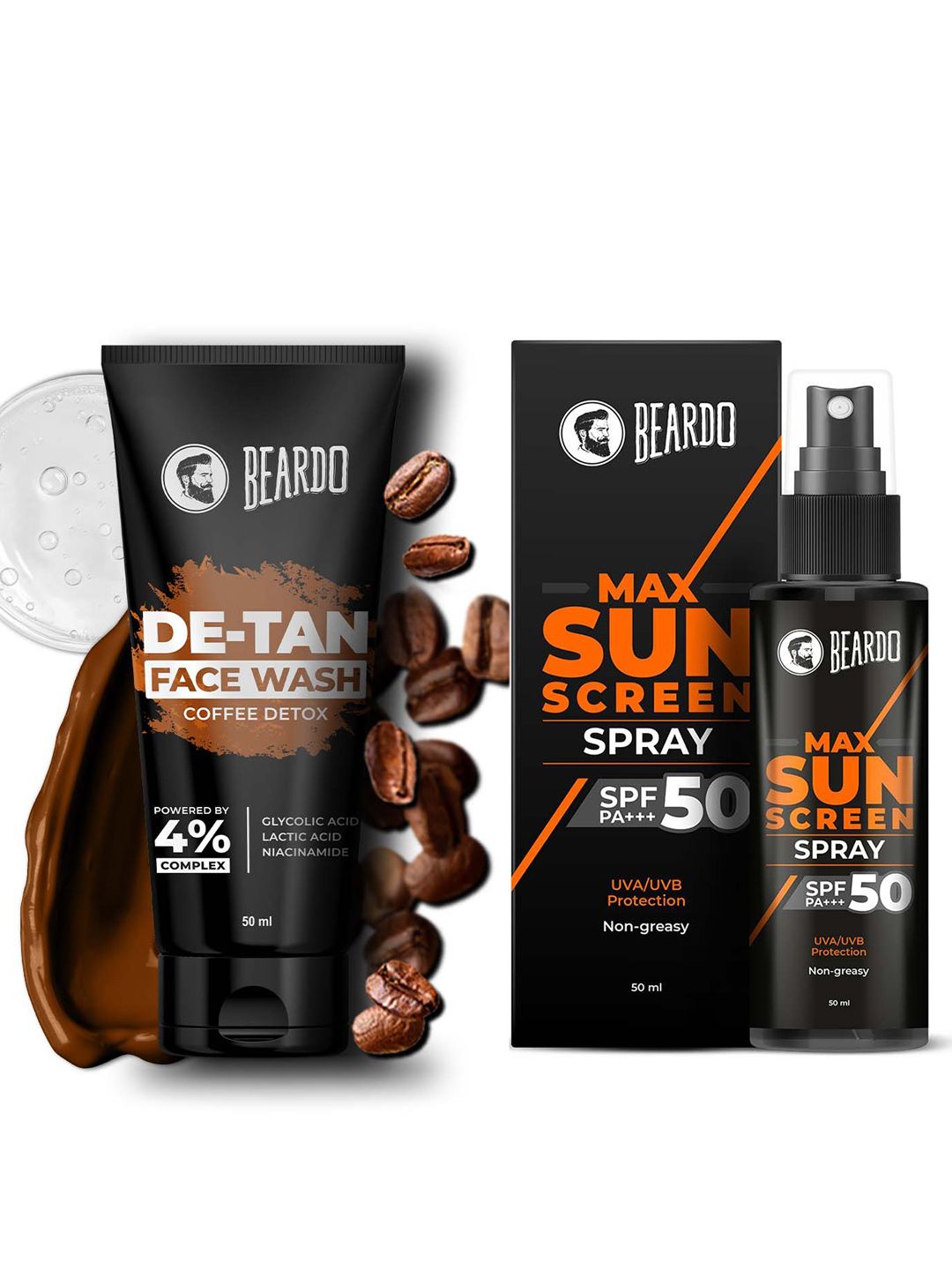 BEARDO Set of Max Sun Screen Spray & De-Tan Face Wash - 50 ml each-image-27