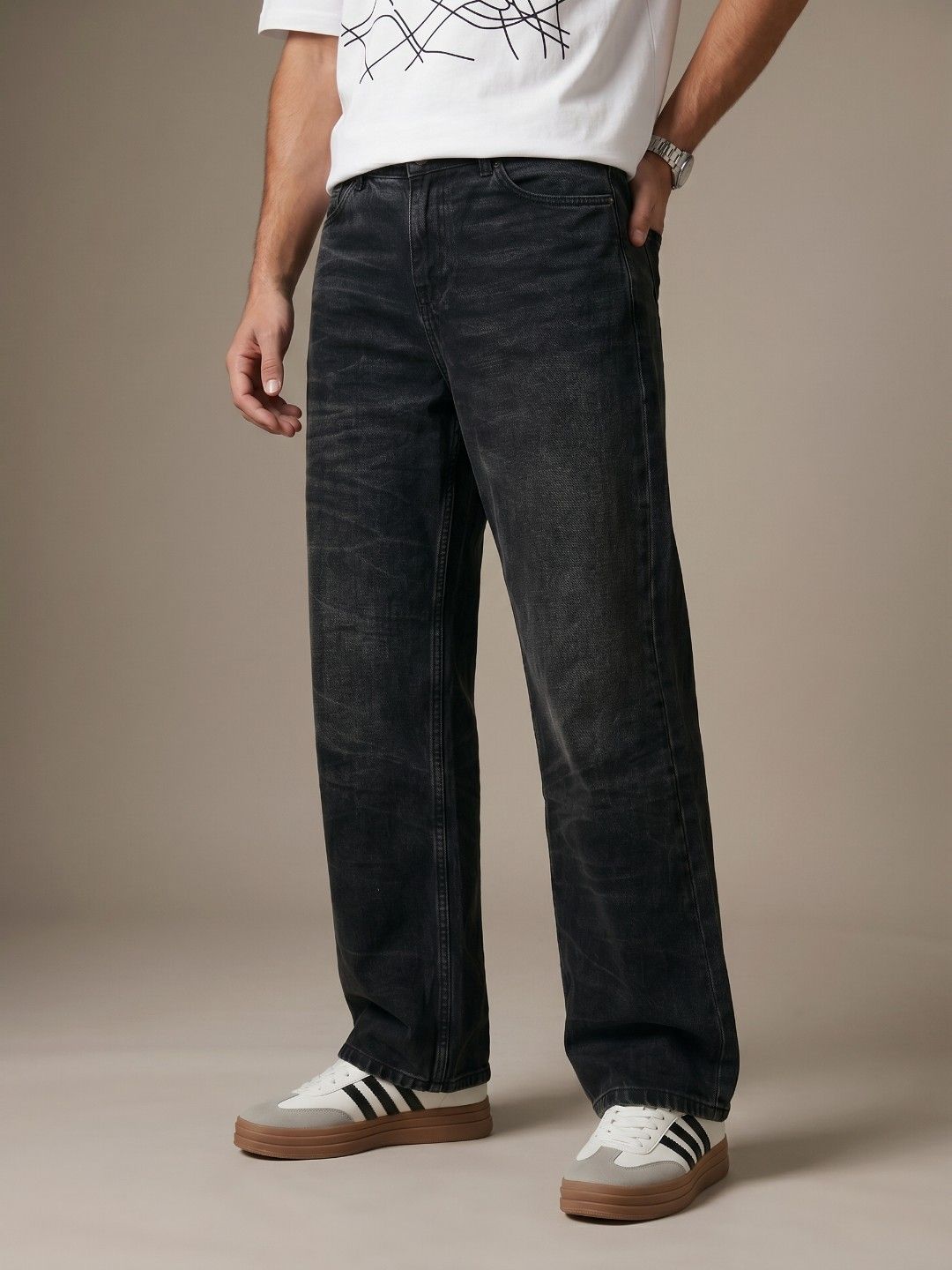 glitchez Men Loose Bootcut Fit Heavy Fade Jeans-picture-57