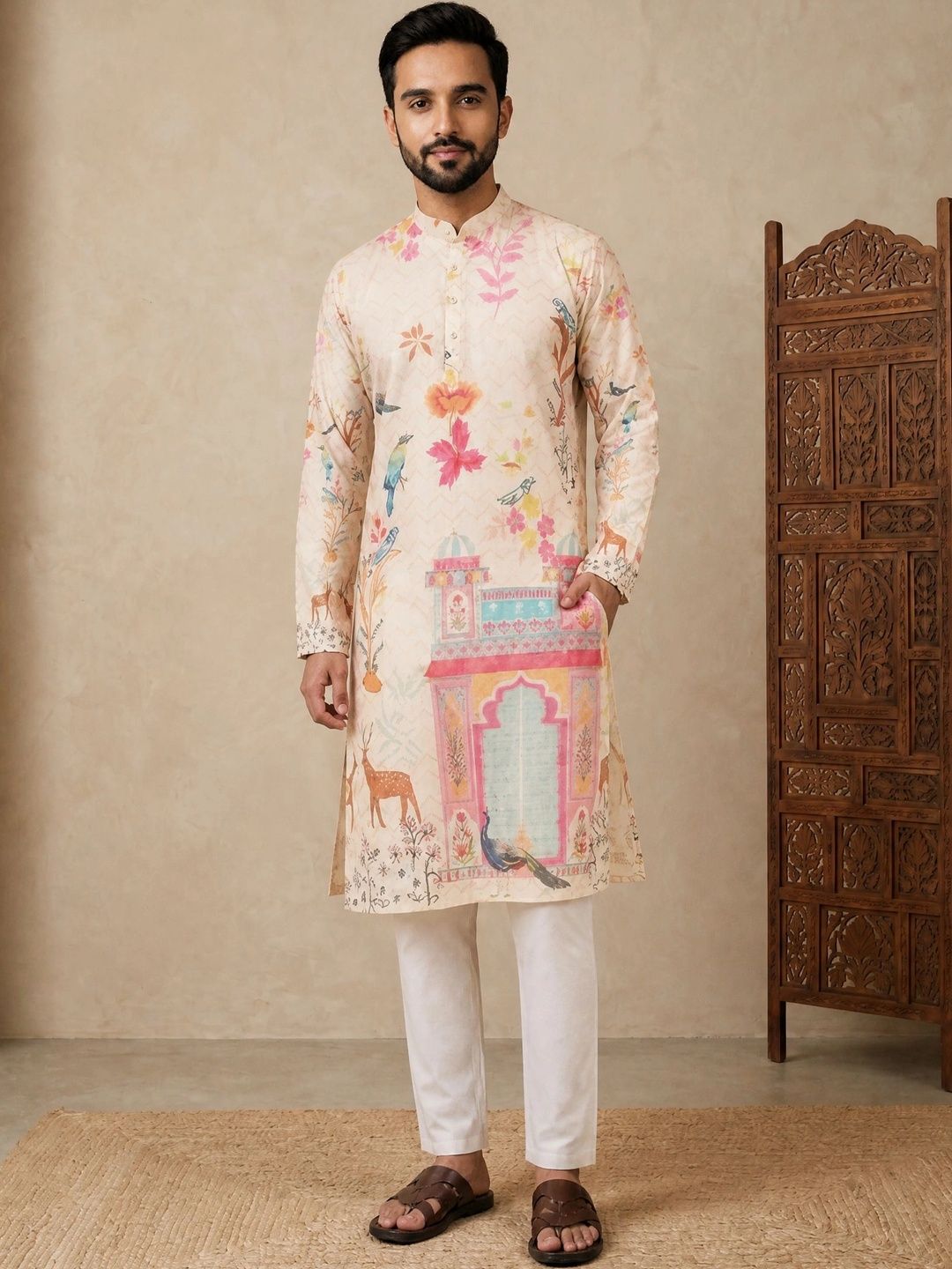 Moda Rapido Men Ethnic Motifs Printed Indie Prints Kurta-picture-15