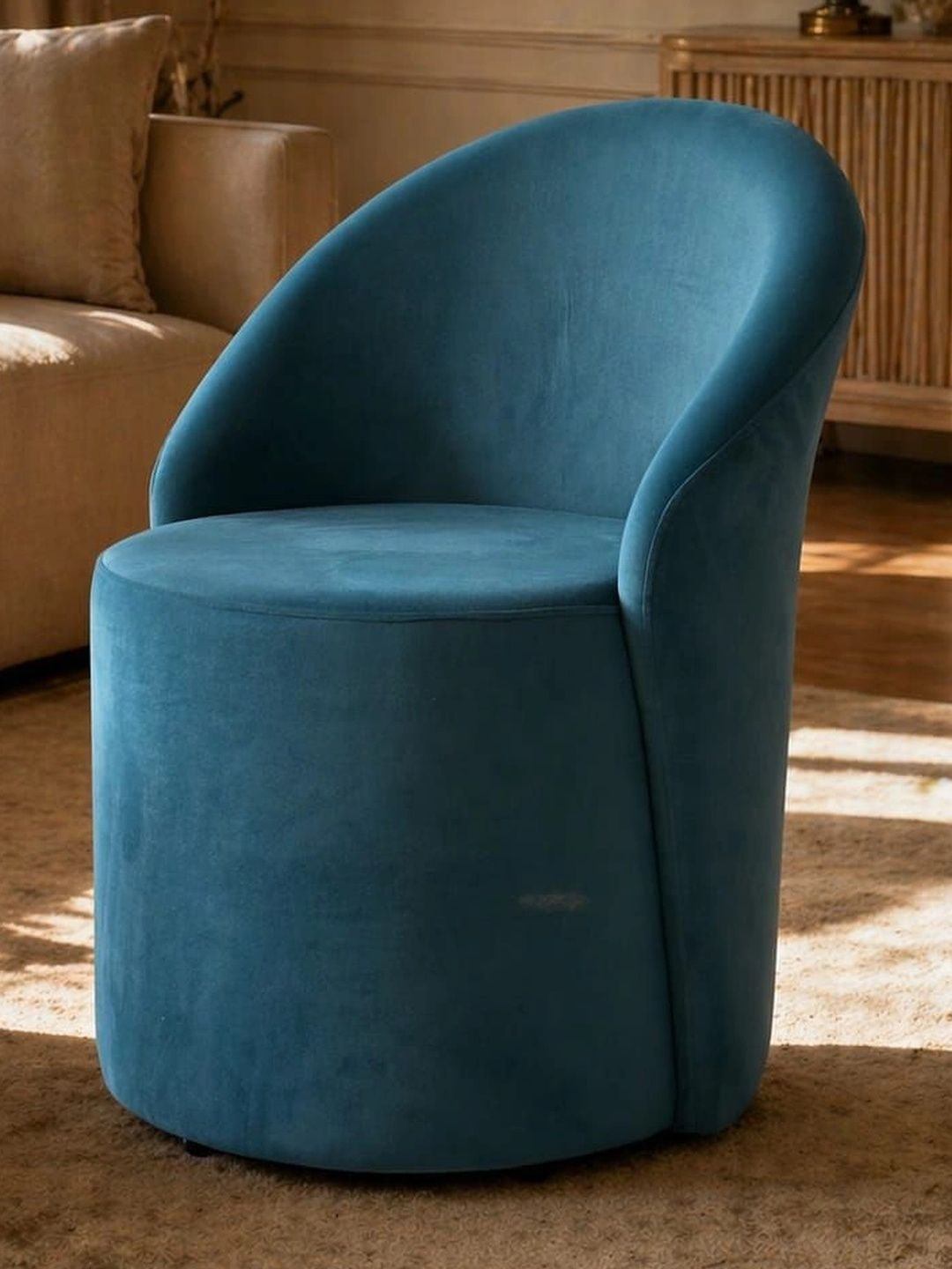 JAICO Teal Round Pedestal Ottomans Stool-picture-32