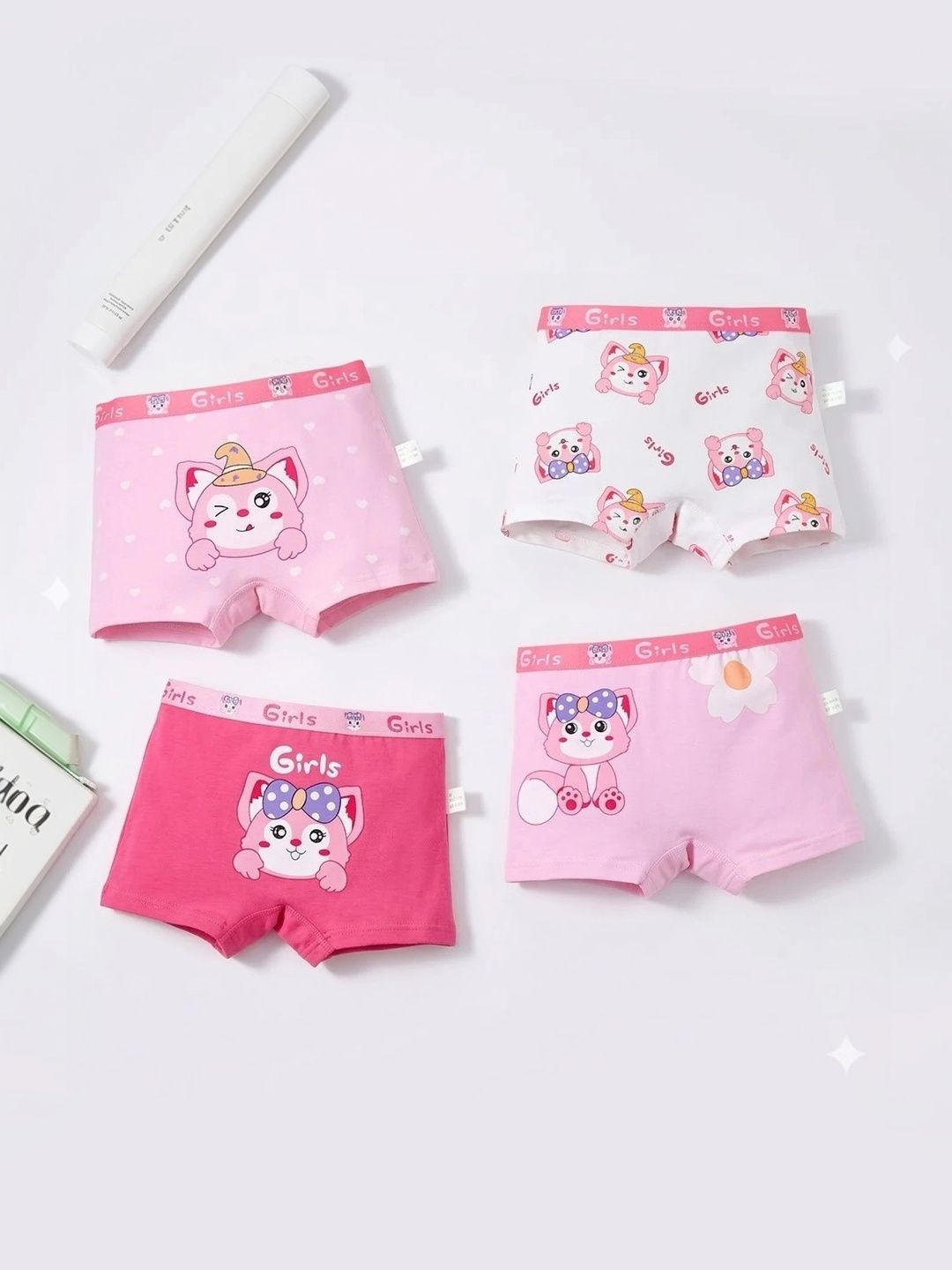 TPJ Mart Girls Pack of 4 Printed Assorted Cotton Boy Shorts-picture-13