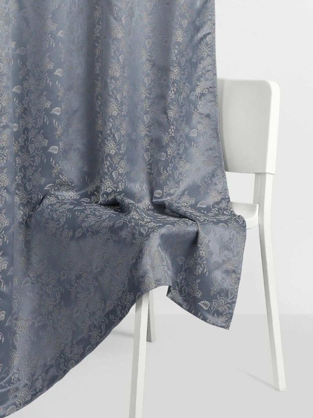 haus & kinder Grey & Silver-Toned Floral Room Darkening Door Curtain-image-15