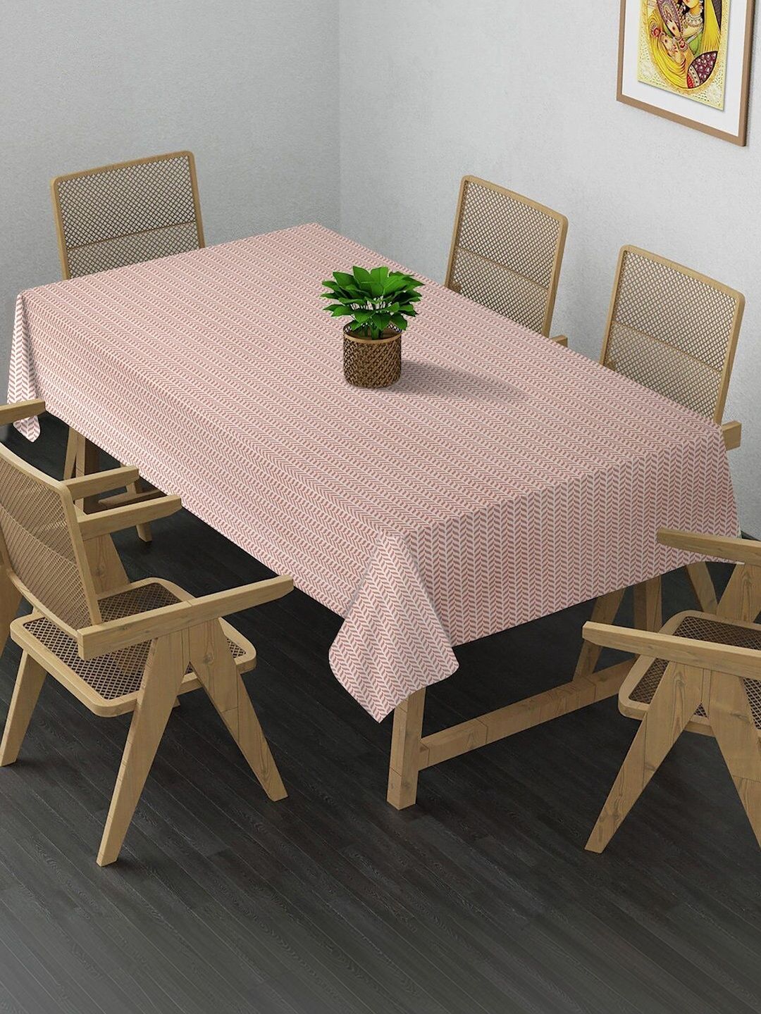 Myntra Elegant Homes Red Geometric Printed 6-Seater Table Cover-picture-38