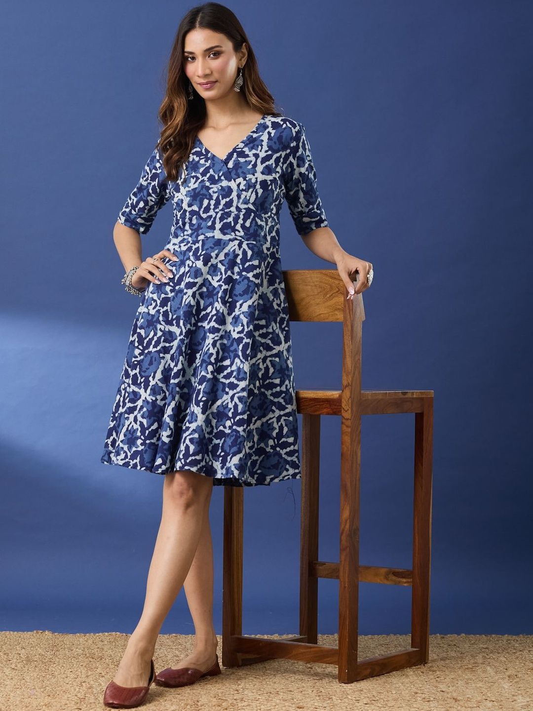 Taavi Floral Printed Pure Cotton A-Line Dress-picture-18