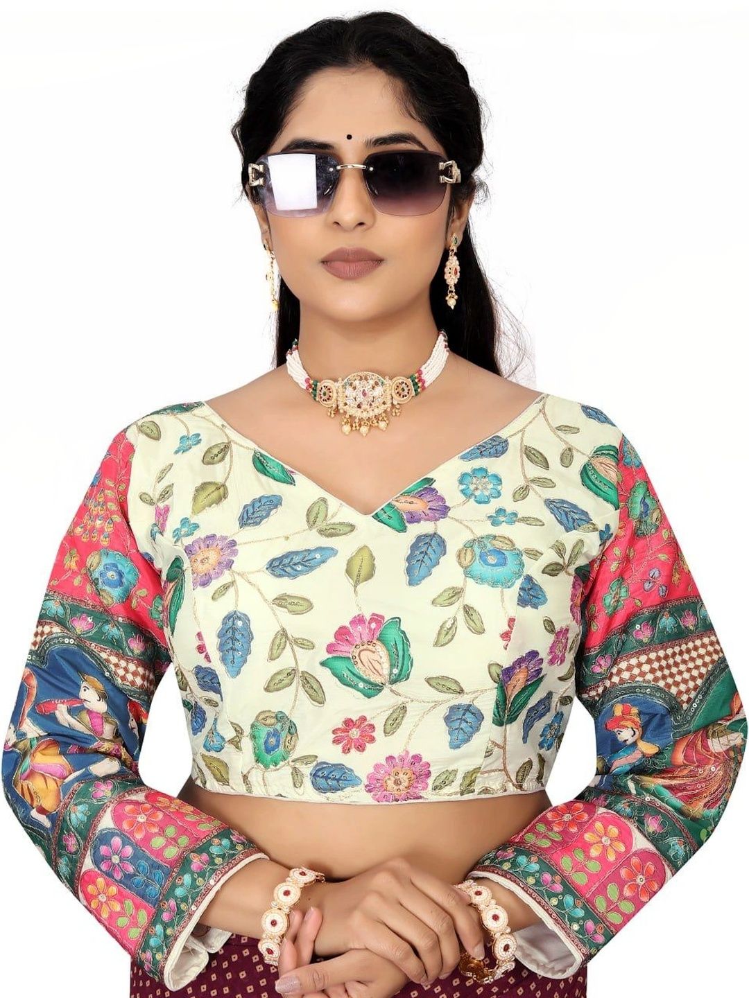 HUBNIC FASHION Embroidered Thread Work Saree Blouse-picture-46