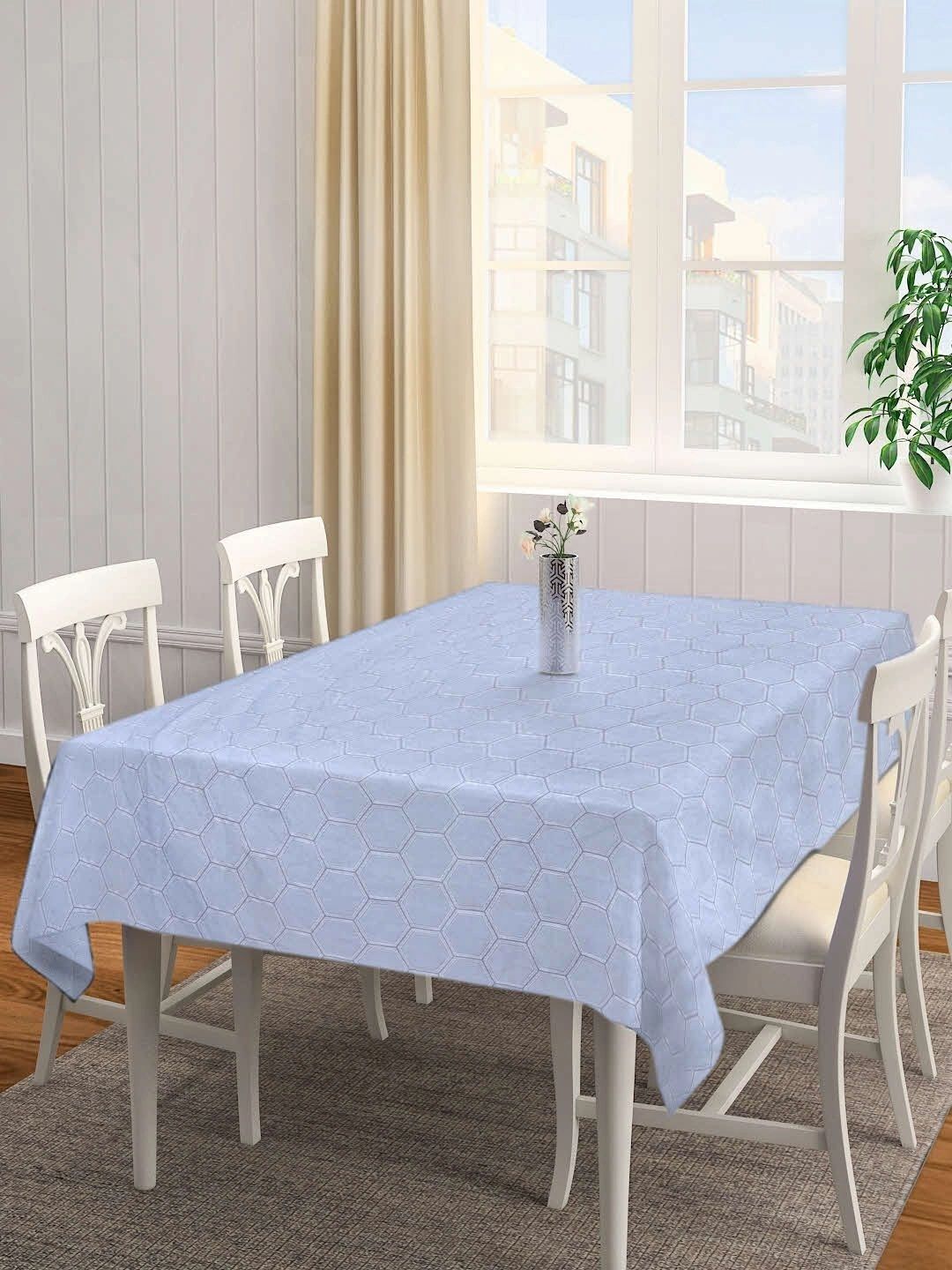 Myntra Elegant Homes Grey Geometric Printed 6-Seater Table Cover with Textured details-image-36