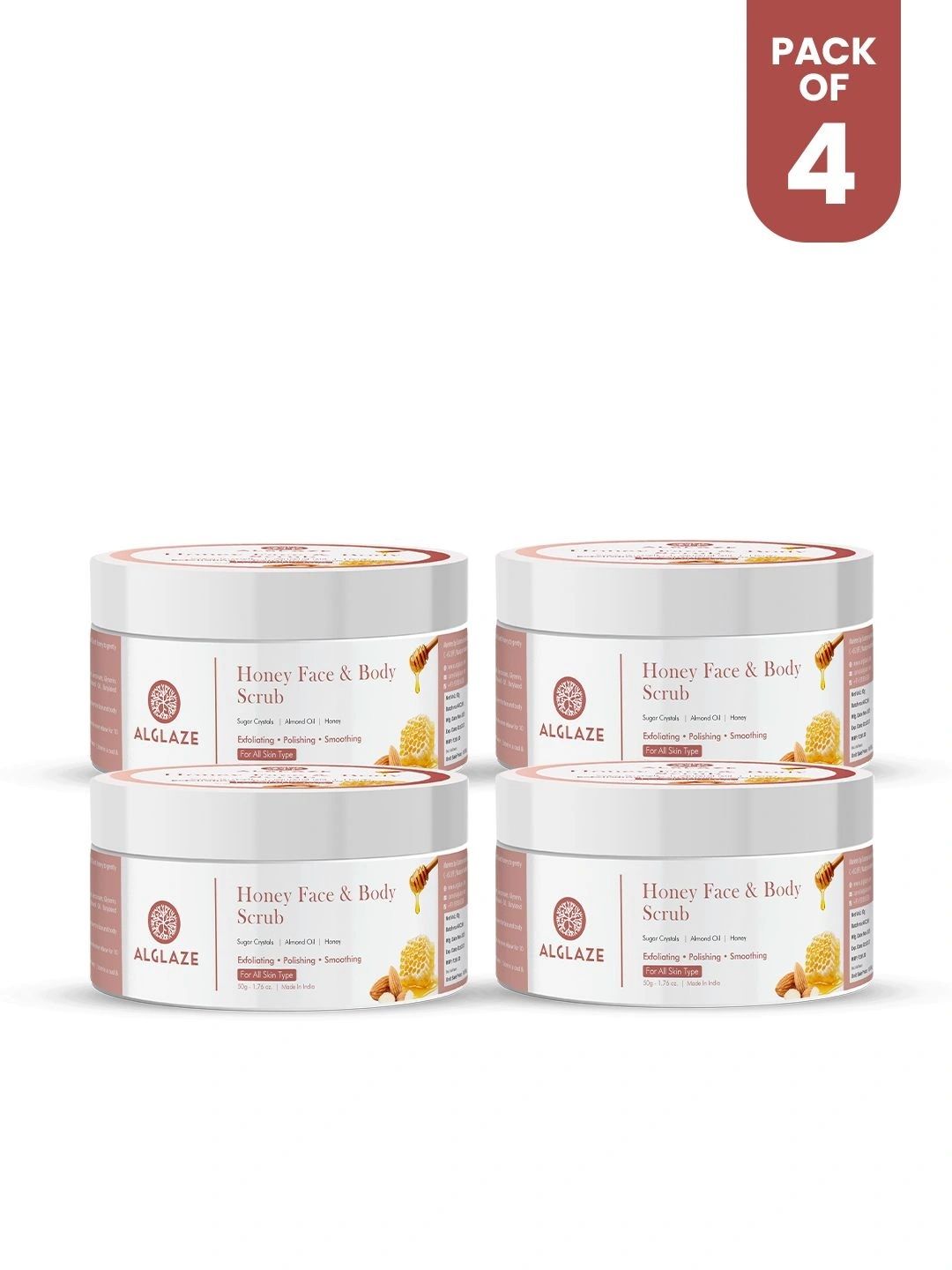 ALGLAZE Set Of 4 Honey Face & Body Scrub - 50 g Each-picture-13